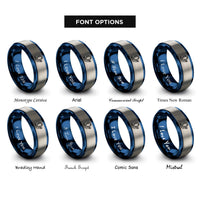 font options for inside engraving on blue & silver loop the loop rings
