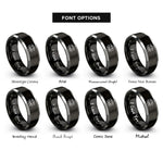 font options for inside engraving on black & grey lotus blossom rings