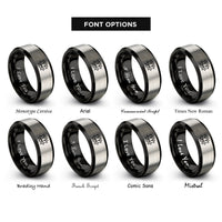 font options for inside engraving on black & gray lotus blossom rings
