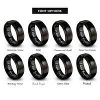 font options for inside engraving on black lotus flower rings