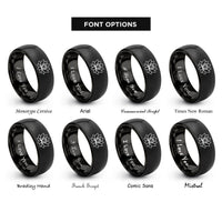 font options for inside engraving on black lotus flower rings