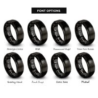 font options for inside engraving on black lotus flower rings