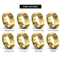font options for inside engraving on gold lotus flower rings