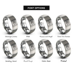 font options for inside engraving on silver lotus flower rings