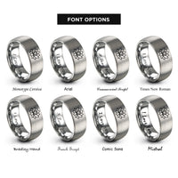 font options for inside engraving on silver lotus flower rings