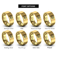 font options for inside engraving on gold lotus india rings