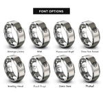 font options for inside engraving on gray lotus india rings