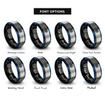 font options for inside engraving on black & blue & grey lotus mandala rings