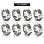 font options for inside engraving on grey lotus mandala rings