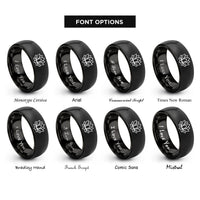 font options for inside engraving on black lotus petal band rings