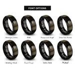 font options for inside engraving on gunmetal & black lotus petal band rings
