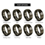 font options for inside engraving on gunmetal love knot rings