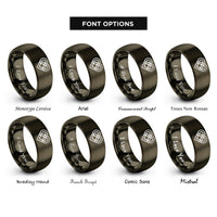 font options for inside engraving on gunmetal love knot rings