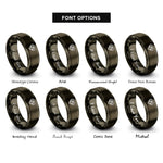 font options for inside engraving on gunmetal love knot rings