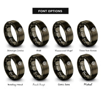 font options for inside engraving on gunmetal love knot rings