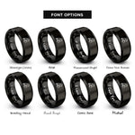 font options for inside engraving on black lovebird heart rings