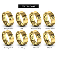 font options for inside engraving on gold lovebirds heart rings