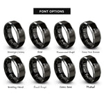 font options for inside engraving on black & gray lovebirds on branch rings