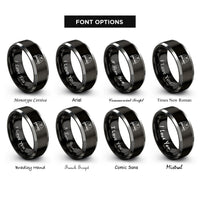 font options for inside engraving on black & gray lovebirds on branch rings