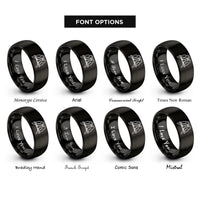 font options for inside engraving on black lovebirds on branch rings