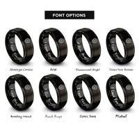font options for inside engraving on black low poly camouflage rings