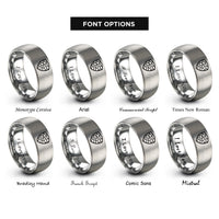 font options for inside engraving on silver low poly camouflage rings