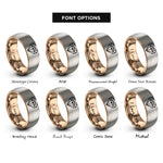 font options for inside engraving on rose gold & silver low poly heart rings