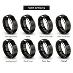 font options for inside engraving on black & silver low poly pyramid rings