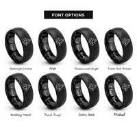 font options for inside engraving on black low poly pyramid rings
