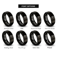 font options for inside engraving on black low poly pyramid rings