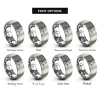 font options for inside engraving on grey low poly pyramid rings