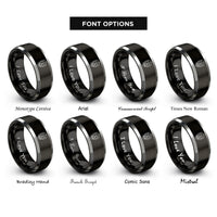 font options for inside engraving on black & silver low poly skull rings