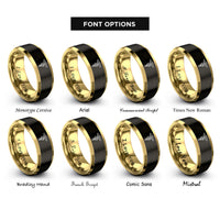 font options for inside engraving on black & gold lpn caduceus rings