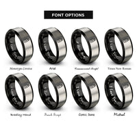 font options for inside engraving on black & gray lubricant bottle rings