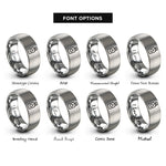 font options for inside engraving on silver lubricant bottle rings