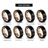 font options for inside engraving on black & rose gold lucky coin rings