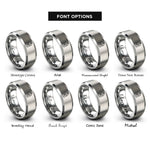 font options for inside engraving on gray luggage tag airplane rings