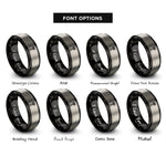 font options for inside engraving on black & gray lughnasadh wheat sheaf rings