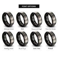 font options for inside engraving on black & silver lullaby crescent rings