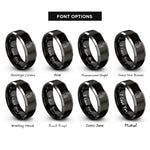 font options for inside engraving on black & grey lullaby crescent rings