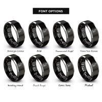 font options for inside engraving on black & grey lullaby crescent rings