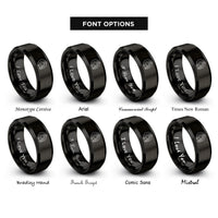 font options for inside engraving on black lullaby crescent rings