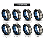 font options for inside engraving on black & blue & gray luna moth rings