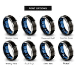 font options for inside engraving on black & blue & silver lunar eclipse rings