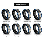 font options for inside engraving on black & blue & silver lunar eclipse rings