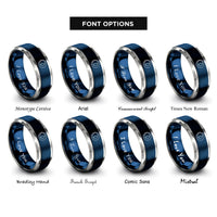 font options for inside engraving on blue & gray lunar eclipse rings