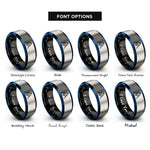 font options for inside engraving on black & blue & gray lunar lander rings