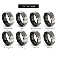 font options for inside engraving on black & gray lunar lander rings