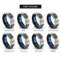 font options for inside engraving on blue & silver lunar lander rings