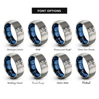 font options for inside engraving on blue & gray lunge barbell rings